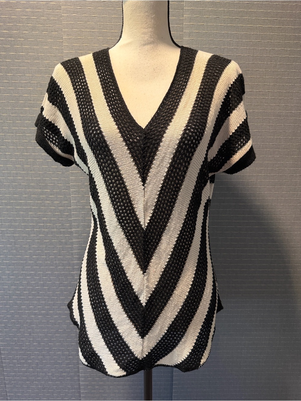 Two-One-Two New York Striped Open Knit Top